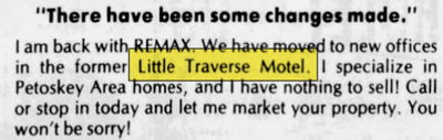 Little Traverse Motel (Little Traverse Hotel) - Jan 17 1986 Converted To Real Estate Office (newer photo)